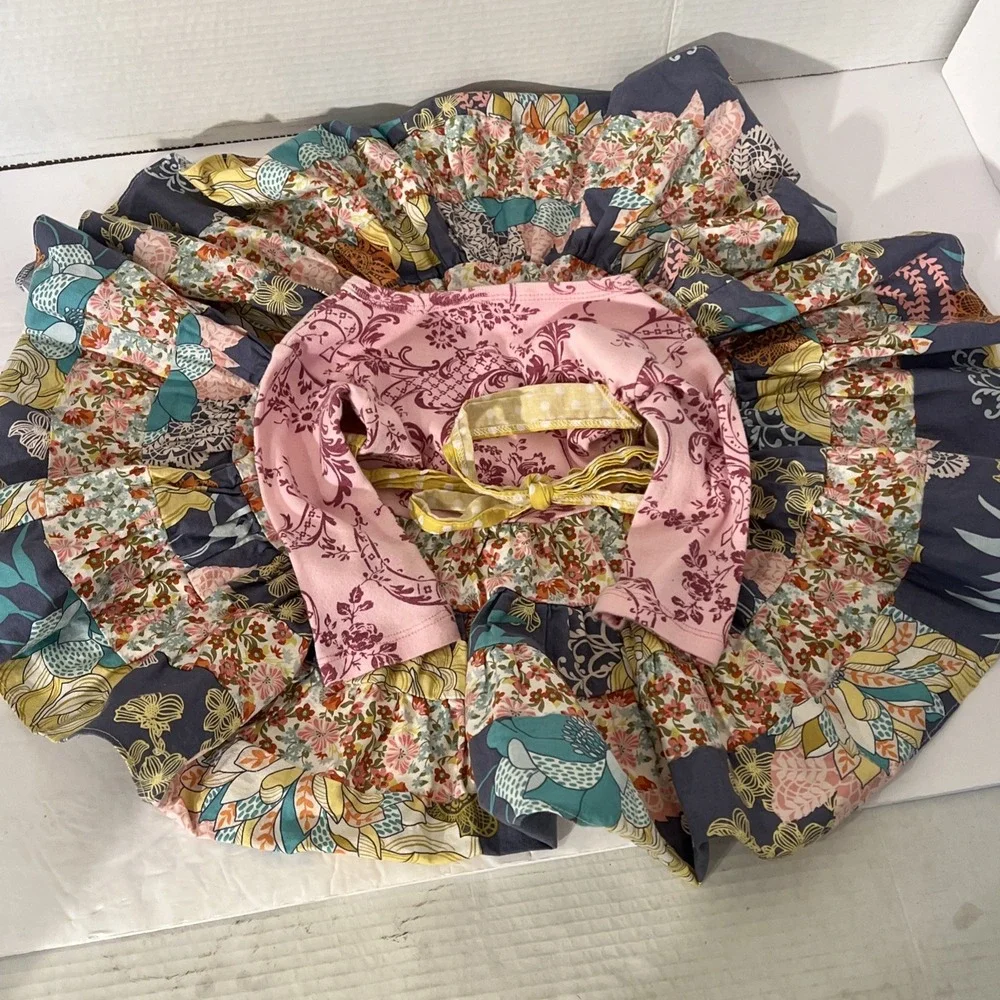 Haute Baby Pieced Tiered Ruffled‎ Dress with Sash Tie Girls Size 18M